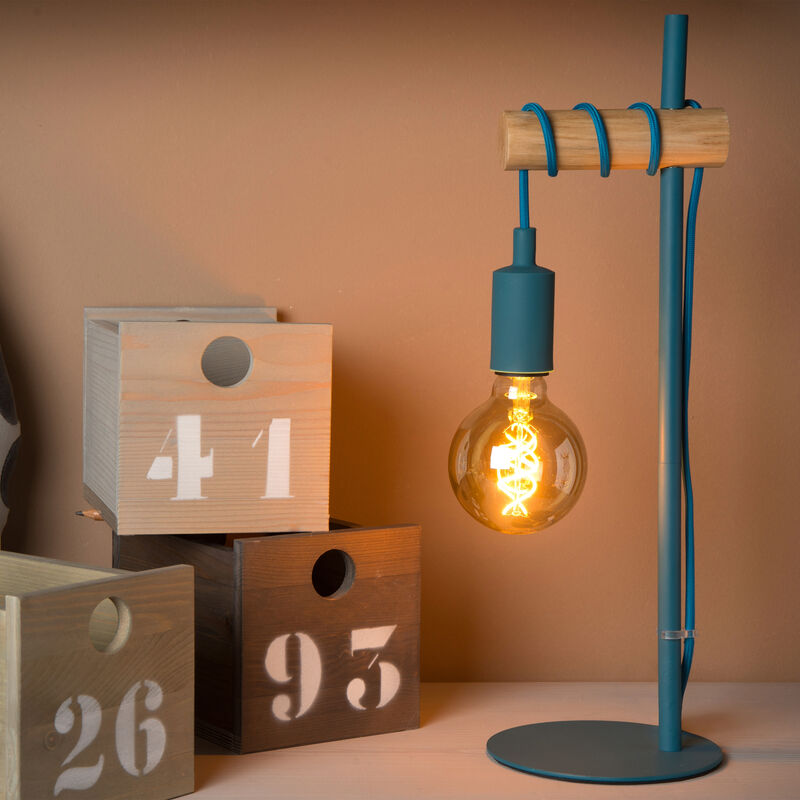 Lucide Pola lasten pöytävalaisin Ø15 cm sininen